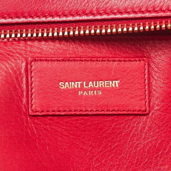 Yves Saint Laurent Red Calfskin Leather Small Cabas ChYc Bag - Picture 12 of 12